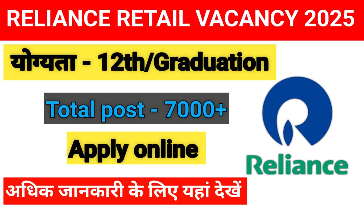 Reliance Retail Recruitment 2025  Notification Out:-Apply Online